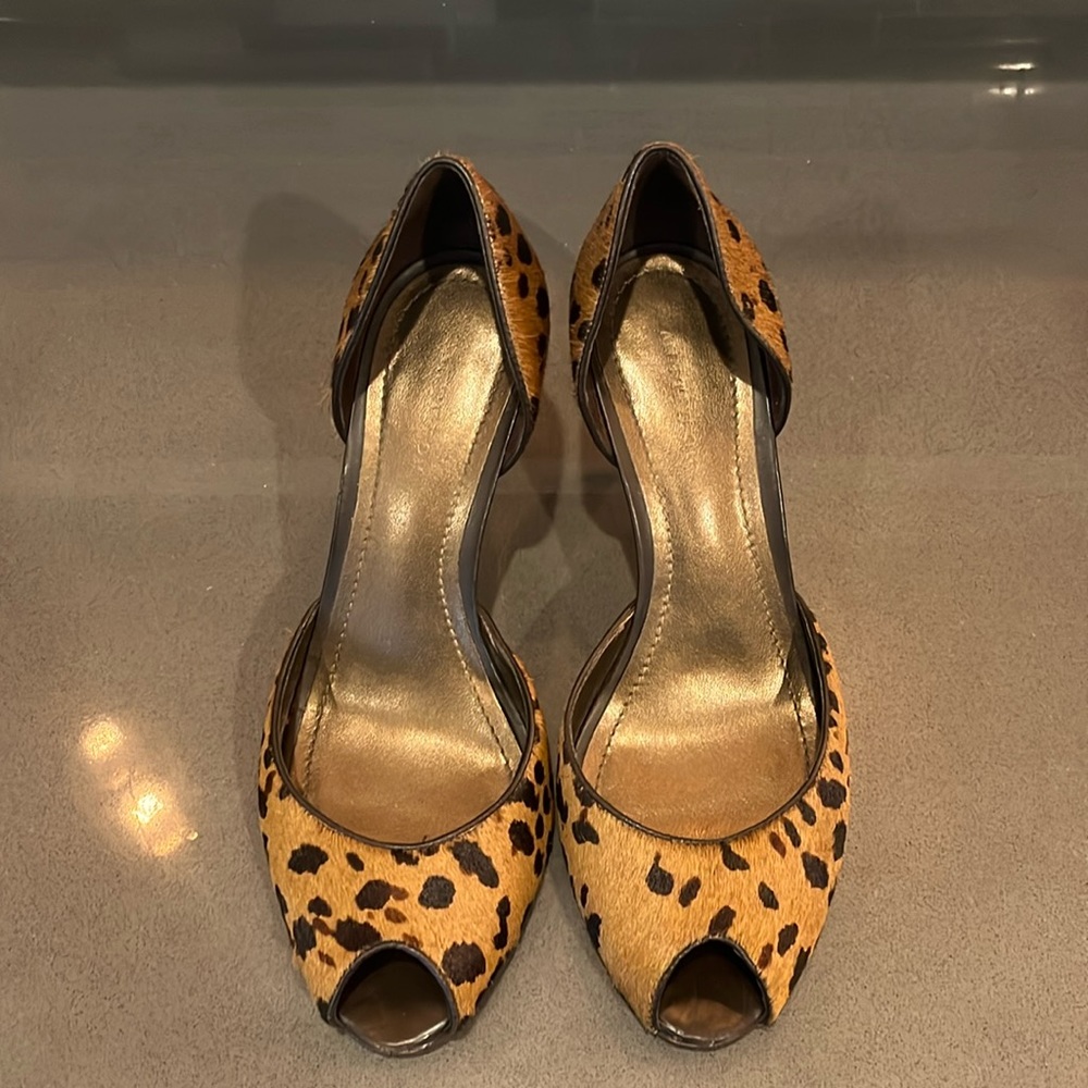 Ann Taylor Lea Calf Hair Peep Toe Heels Size 7.5